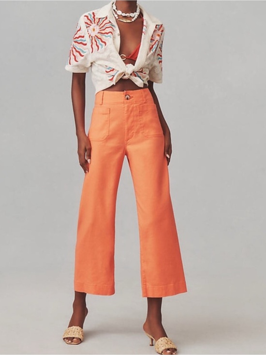 Maeve Pants - Maeve Colette Coral Wide Leg Crop Pants NEW